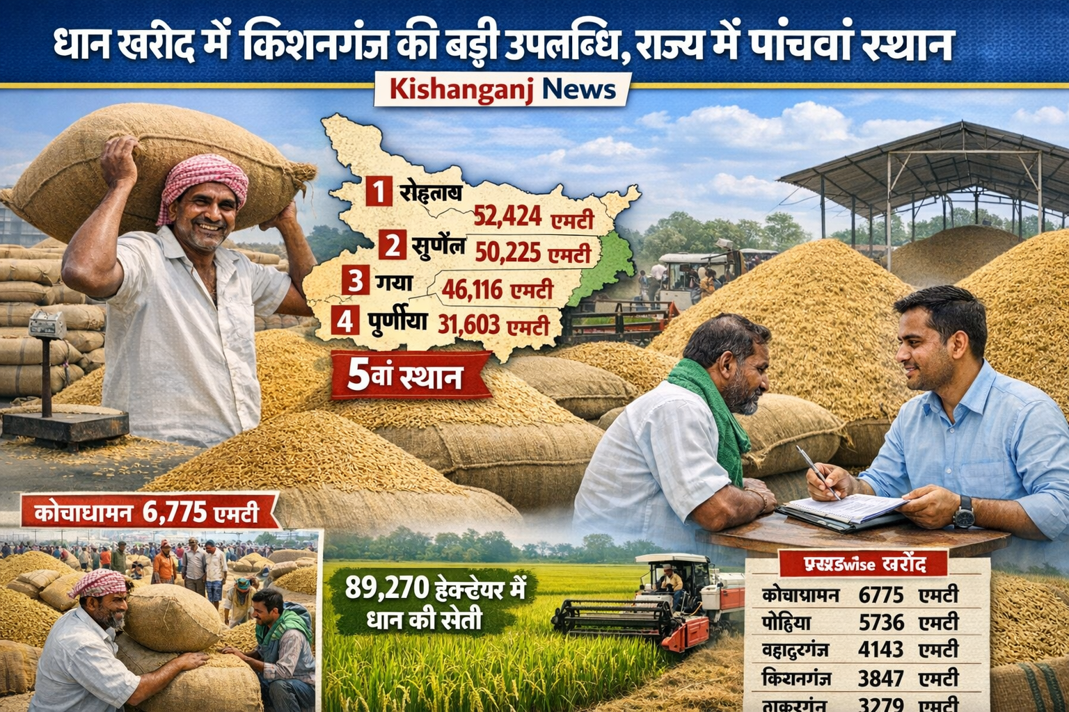 Kishanganj ranks fifth in paddy procurement in Bihar